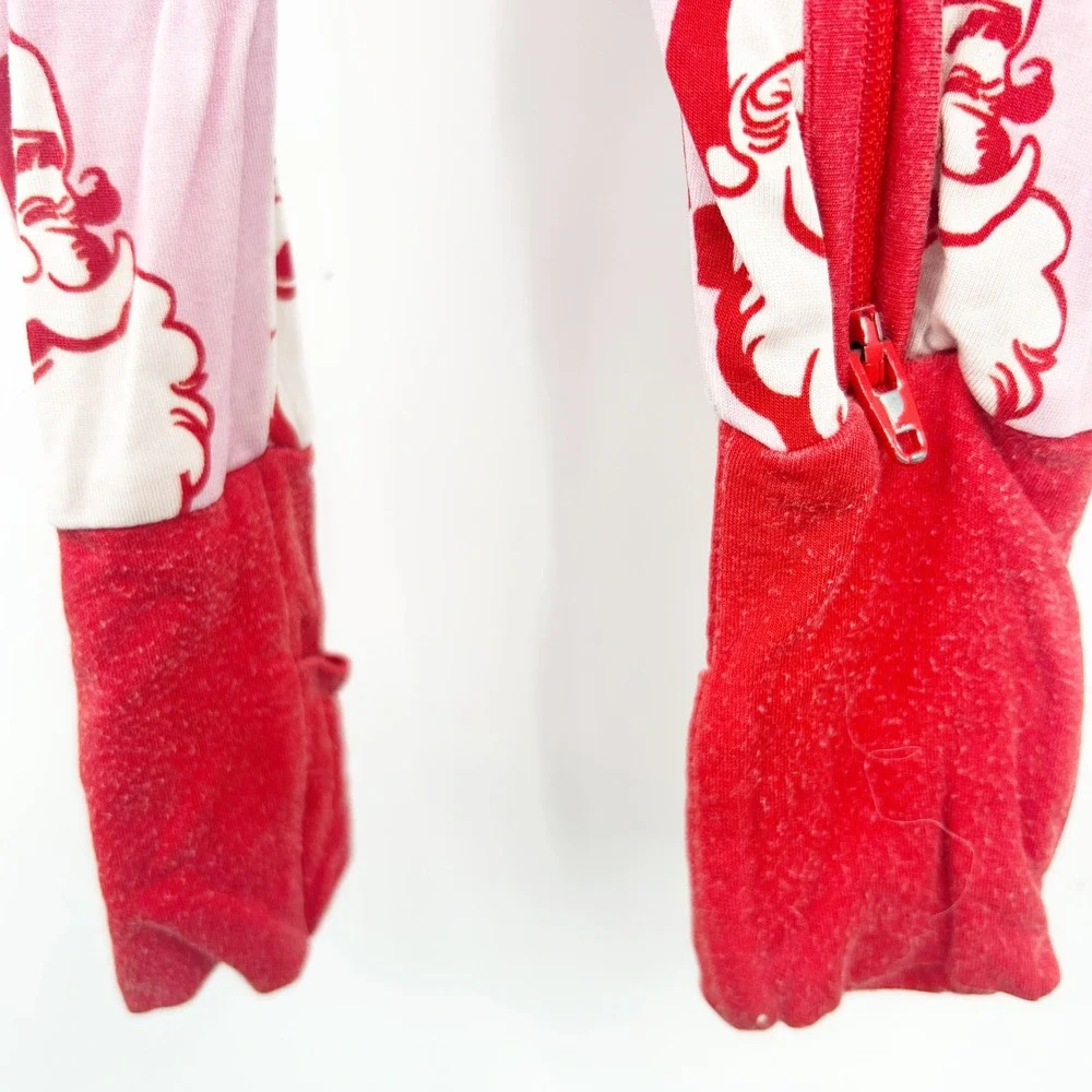 Velveteen Baby Girls Pink Santa Bamboo Holiday Christmas Footie Pajamas 3-6M